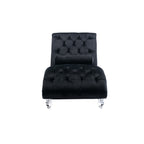 Velvet Chaise Lounge Indoor, Button-Tufted Upholstered Chair with Pillow, Black Velvet, 63.38x28.94x34.05 inches - Grand Goldman Shop