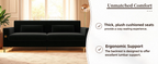 FX-P18-BK(sofa)Luxury Velvet Sofa with Gold Accents - Modern 3-Seat Couch with Plush Cushions, Perfect for Living Room and Office Decor - Grand Goldman Shop