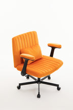 Orange Velvet Criss Cross Armrest Office Chair with Wheels - Stylish for Home Office, Gaming & Makeup | Premium Home Decor - 