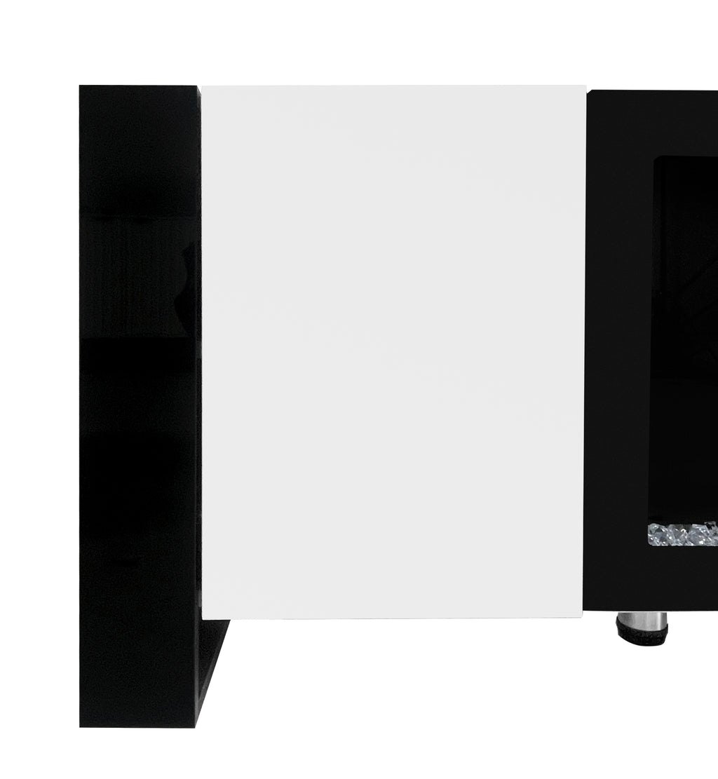 ON-TREND Modern TV Stand with 34.2' Non-heating Electric Fireplace, High Gloss Entertainment Center with 2 Cabinets, Media Console for TVs up to 78', White - Grand Goldman Shop