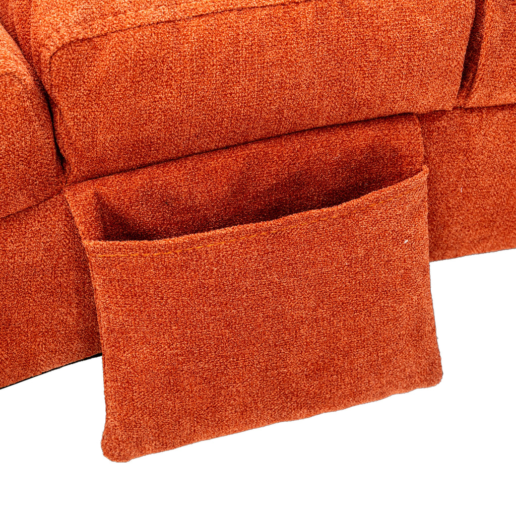 Ergonomic Linen Massage Chaise Lounge with Remote Control, Orange, 5 Modes - Grand Goldman Shop