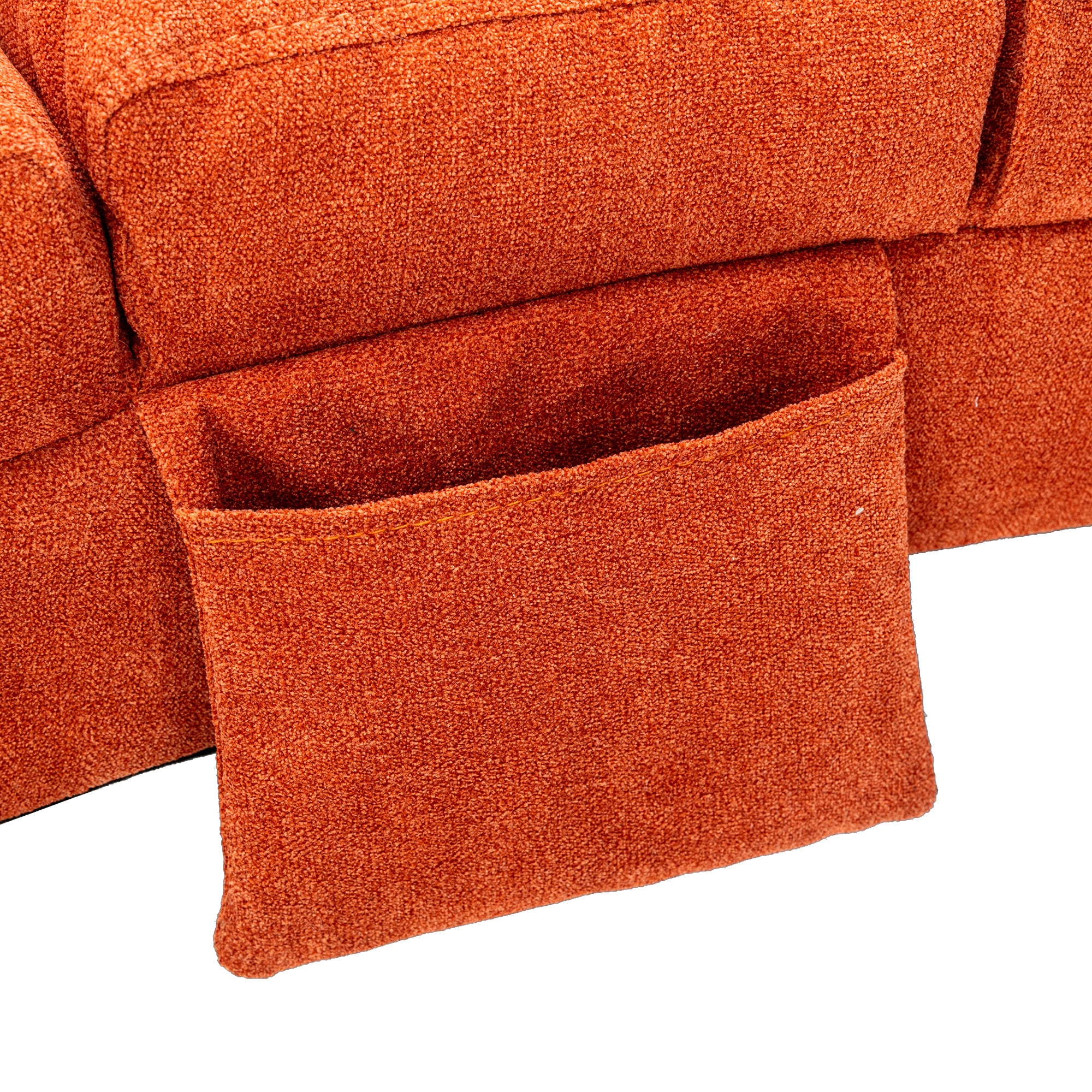 Ergonomic Linen Massage Chaise Lounge with Remote Control, Orange, 5 Modes - Grand Goldman Shop