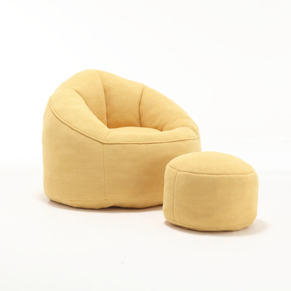 Bedding Bean Bag Sofa Chair with High-Pressure Foam and Footrest, Yellow Microfiber - Grand Goldman Shop