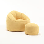 Bedding Bean Bag Sofa Chair with High-Pressure Foam and Footrest, Yellow Microfiber - Grand Goldman Shop