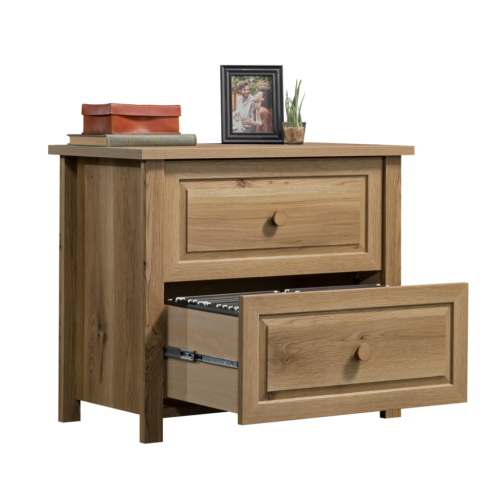 Lateral File with Farmhouse Style, Brown finish - Grand Goldman
