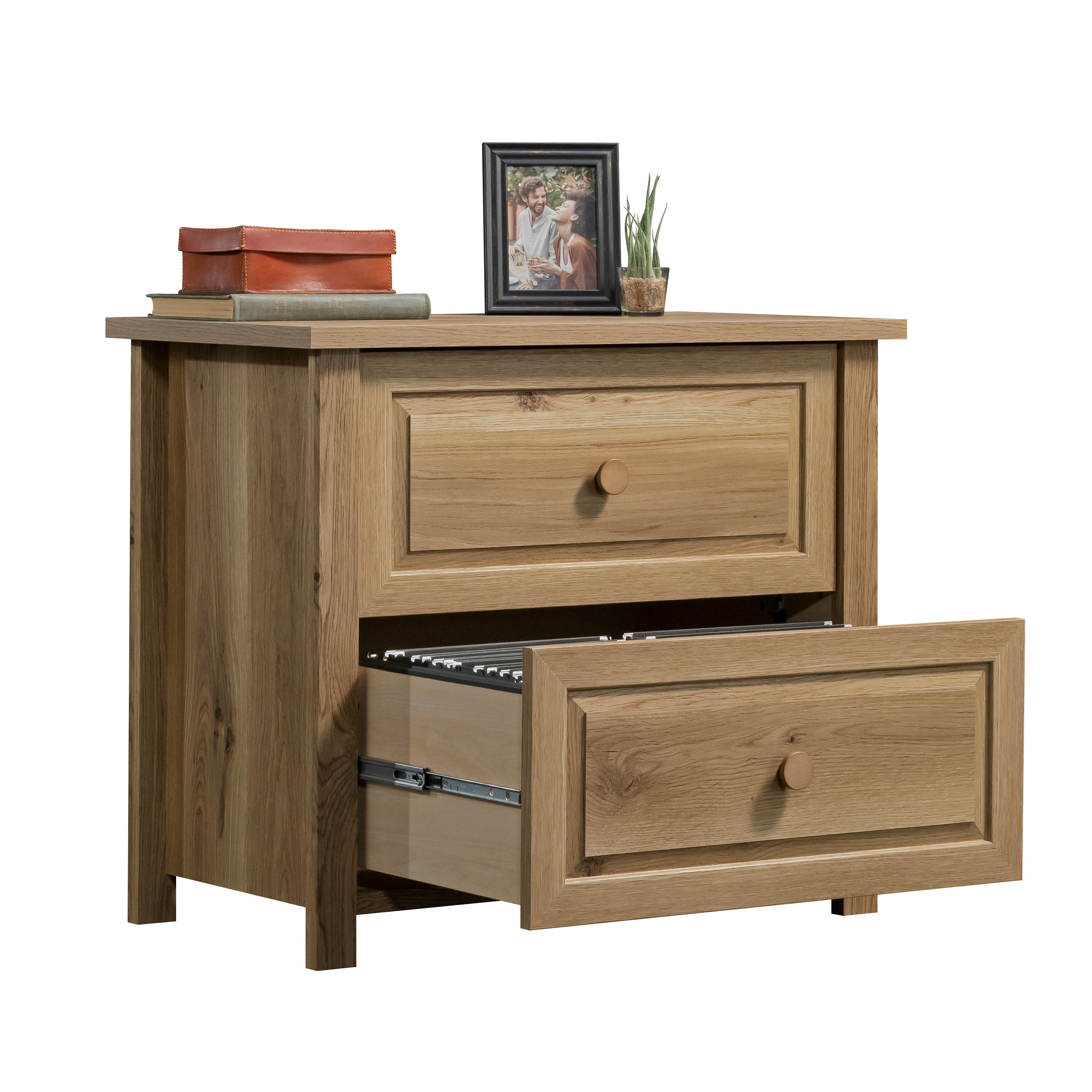 Lateral File with Farmhouse Style, Brown finish - Grand Goldman