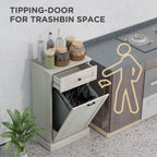 HOMCOM Kitchen Tilt Out Trash Bin Cabinet Free Standing Recycling Cabinet Trash Can Holder With Drawer, Light Gray - Grand Goldman Shop
