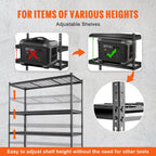 Storage Shelving Unit, 5-Tier Adjustable, 2000 lbs Capacity, Heavy Duty Garage Shelves Metal Organizer Wire Rack, Black, 60' L x 24' W x 78' H for Kitchen Pantry Basement Bathroom Laundry Closet - Grand Goldman Shop