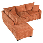 Convertible L-shaped Sofa Bed with Storage Ottoman, Power Sockets & USB Ports, Orange Chenille, 82.67' - Grand Goldman Shop