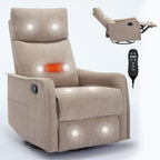 Heat Massage Manual Recliner Chair with Rocker and Swivel in Fabric for Living Room, Khaki - Grand Goldman Shop