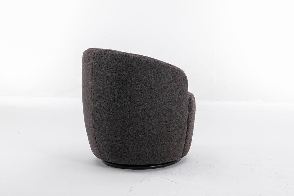 Teddy Fabric Swivel Accent Armchair Barrel Chair With Black Powder Coating Metal Ring,Dark Gray - Grand Goldman Shop