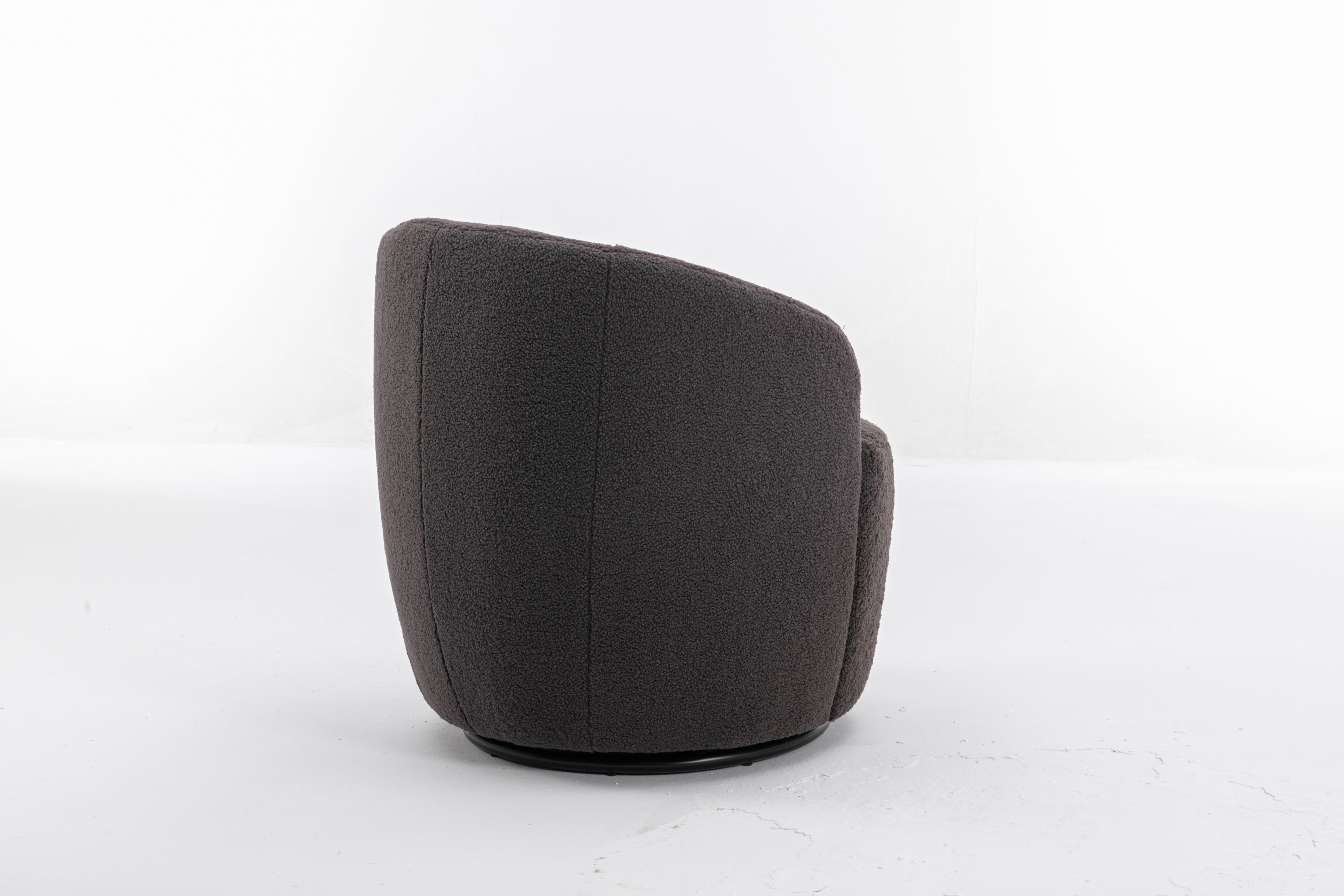 Teddy Fabric Swivel Accent Armchair Barrel Chair With Black Powder Coating Metal Ring,Dark Gray - Grand Goldman Shop