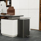 13 Gallon 50L Kitchen Foot Pedal Operated Soft Close Trash Can - Stainless Steel Ellipse Bustbin - BLACK - Grand Goldman Shop