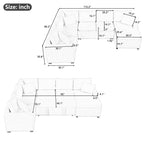 Modern Sectional Sofa Pull-out Sleeper with Storage Ottoman, USB Charging, Grey Tweed Chenille, 112.2' - Grand Goldman Shop