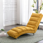 Ergonomic Linen Massage Chaise Lounge with Remote Control, Mustard Color, 5 Modes for Office, Living Room, Bedroom - Grand Goldman Shop