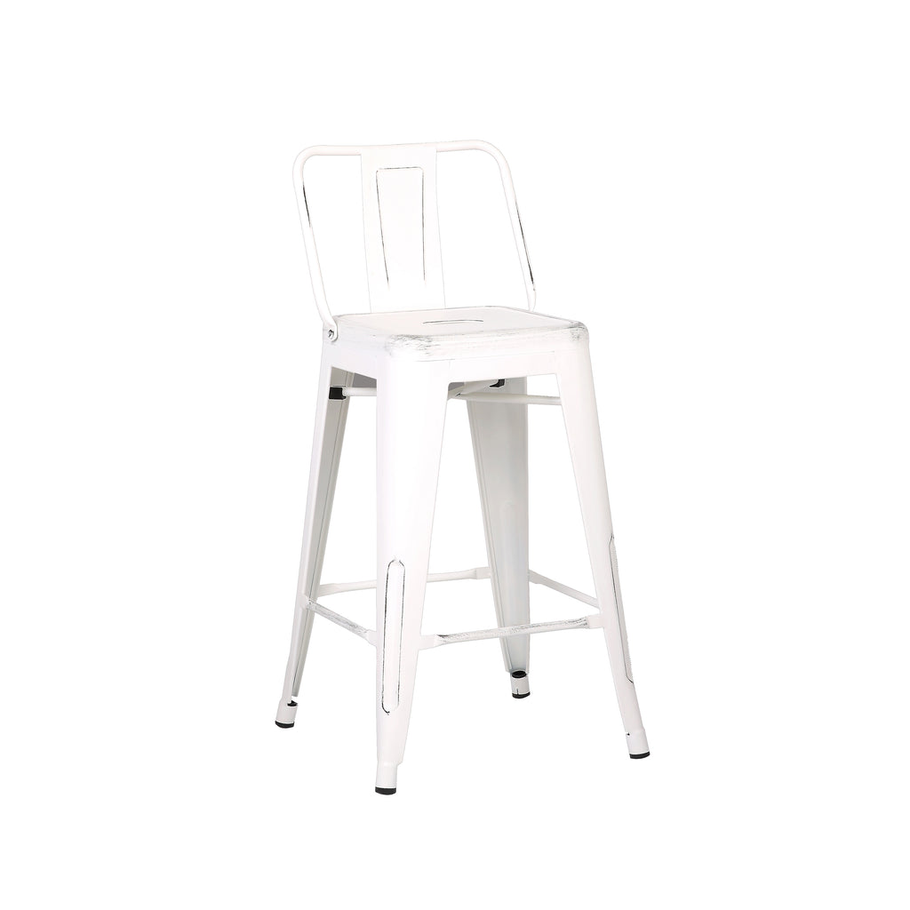 Modern Light Weight Industrial Contemporary Rustic Vintage Costal Metal Barstools with Bucket Back and 4 Leg Design, Seat Bar