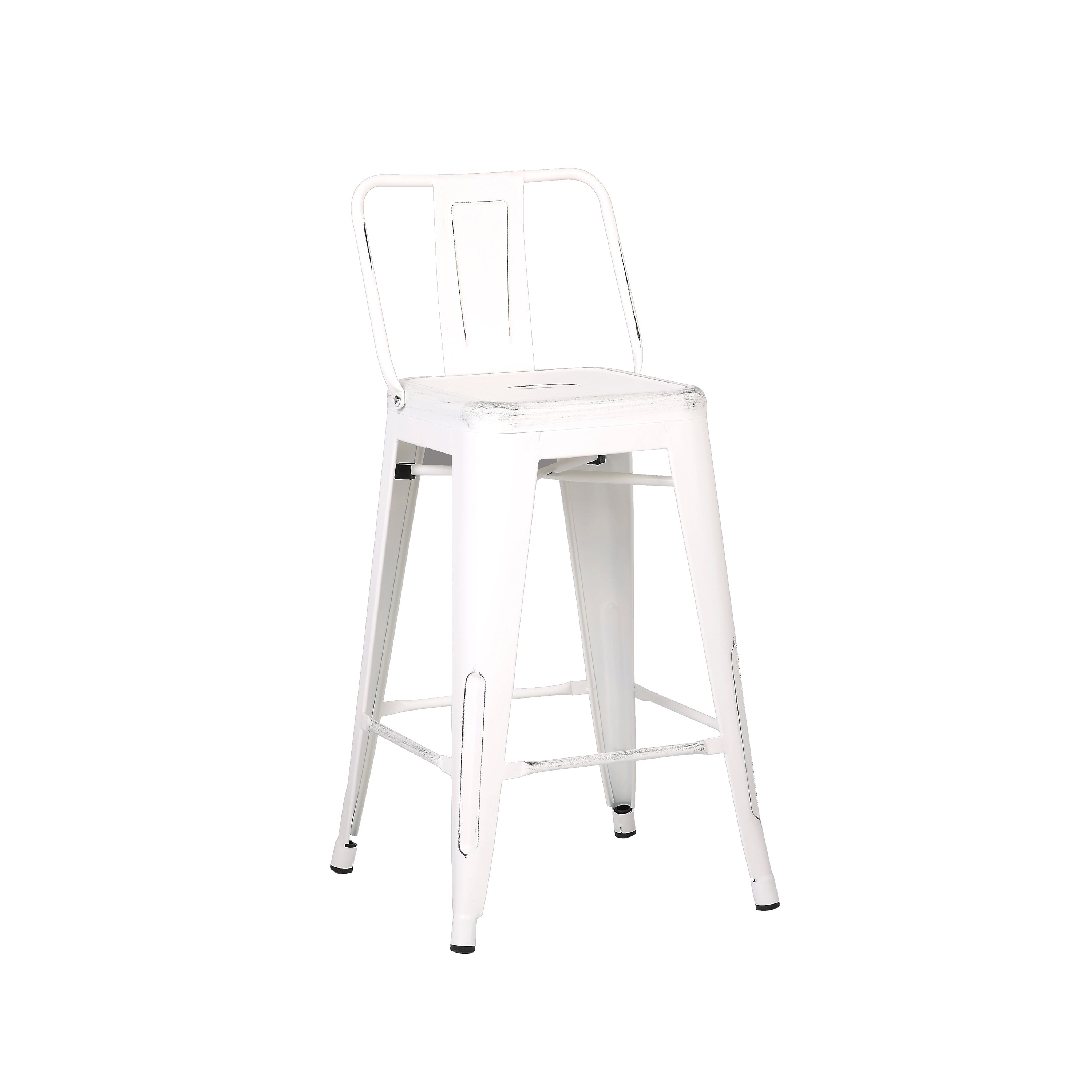 Modern Light Weight Industrial Contemporary Rustic Vintage Costal Metal Barstools with Bucket Back and 4 Leg Design, Seat Bar