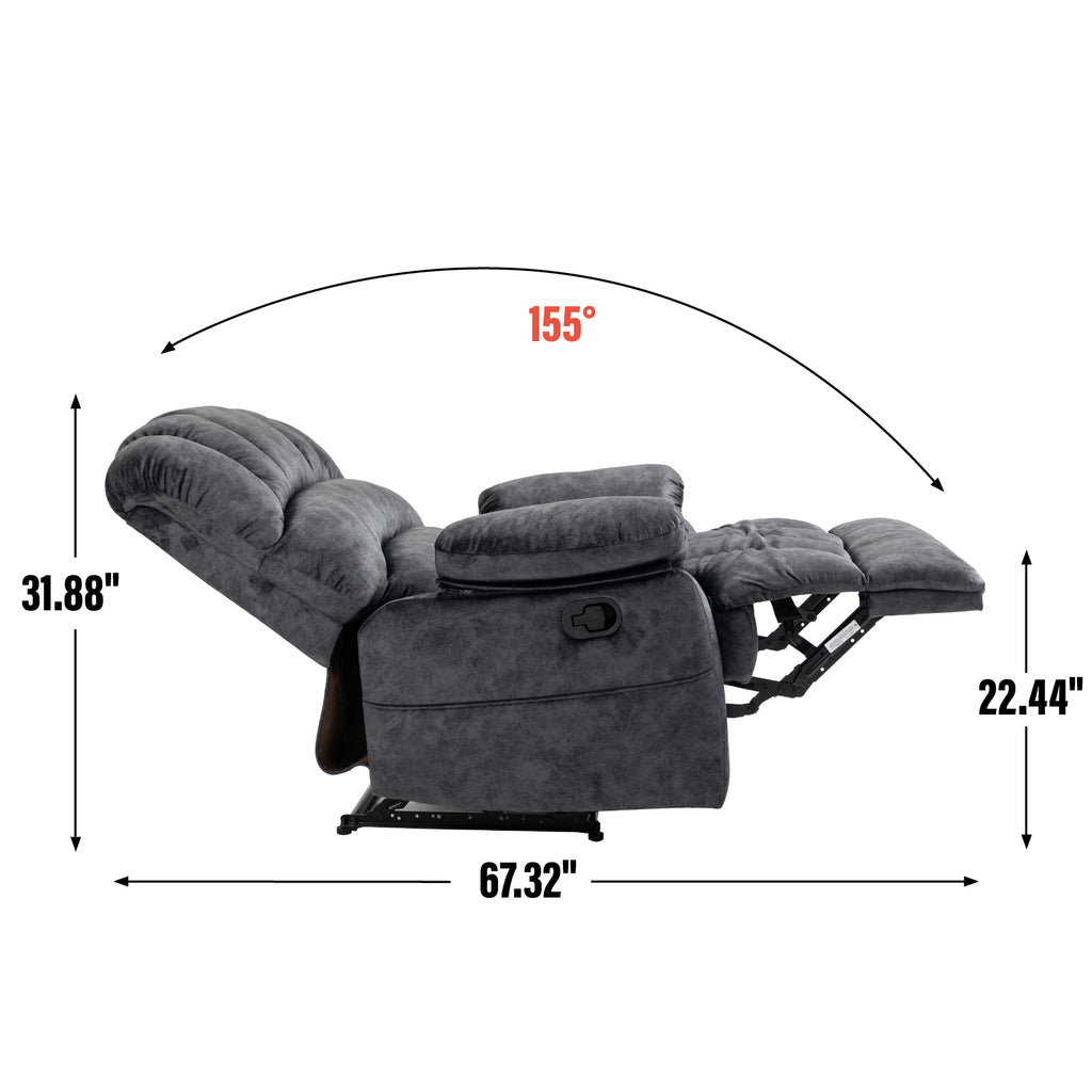 Large Manual Recliner Chair in Fabric for Living Room, Grey - Grand Goldman Shop
