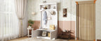 Hall Tree with Storage Shoe Bench for Entryway and Hallway, 4-in-1 Design Coat Racks with Hooks for Living Room, White - Grand Goldman Shop