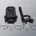 Vinsetto Executive Massage Office Chair, Heated Computer Desk Chair with Adjustable Height and Footrest, Black - Grand Goldma