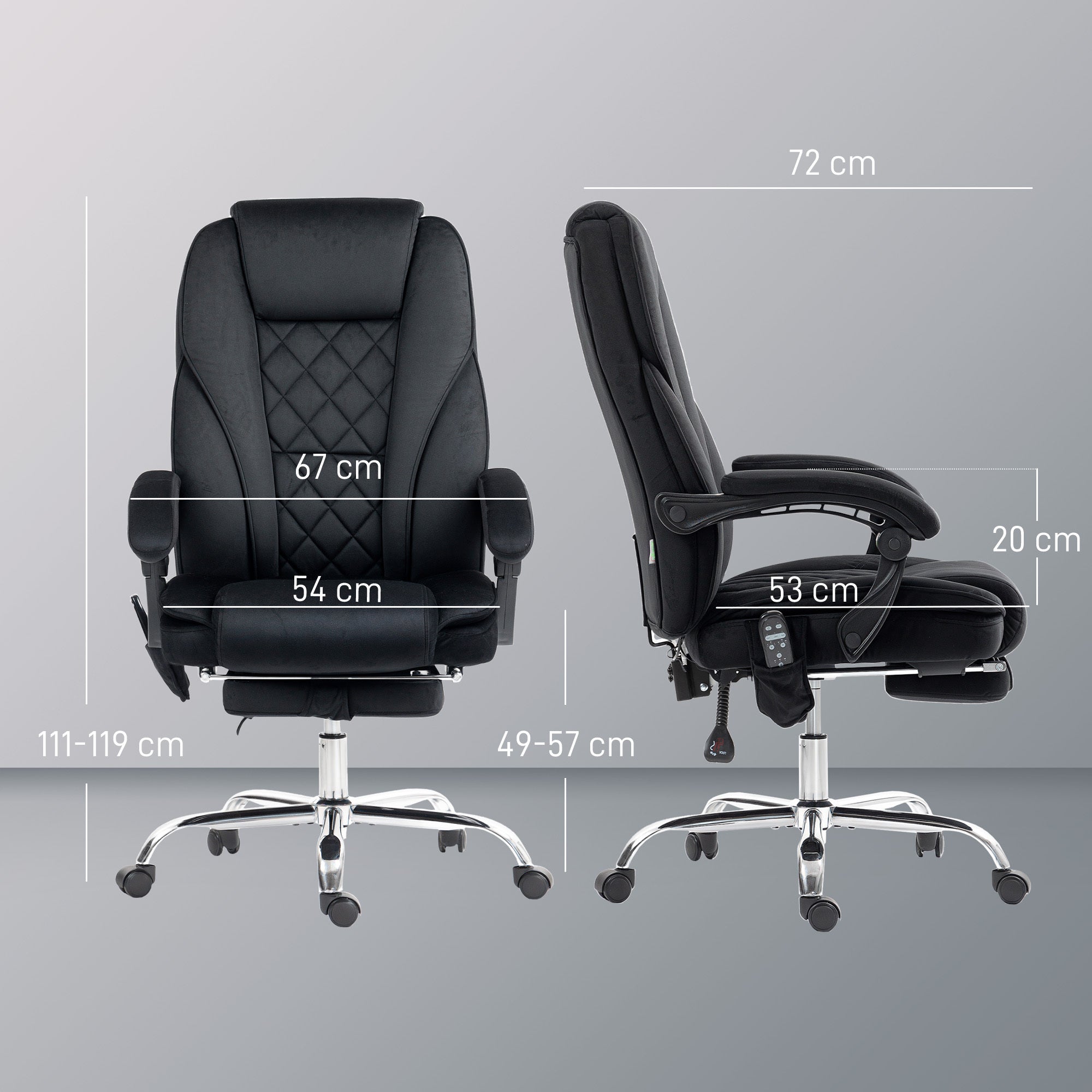Vinsetto Executive Massage Office Chair, Heated Computer Desk Chair with Adjustable Height and Footrest, Black - Grand Goldma