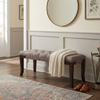 Linon Tufted Bench, Fabric, Brown - Grand Goldman Shop