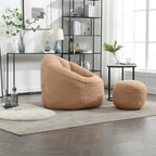 Bedding Bean Bag Sofa Chair with High-Pressure Foam and Footrest, Tan Microfiber - Grand Goldman Shop