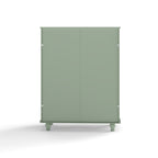 Minimalism Buffet Cabinet with Double Glass Doors and Drawer, Modern Wooden Storage Sideboard Cupboard, Mint Green, MDF and Solid Wood, 28''x15''x36.22'' - Grand Goldman Shop