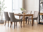 A&A Furniture, Ultra Side Dining Chair, Thickened fabric chairs with neutrally toned solid wood legs, Bronze nail head, Set of 2, Beige and Patterned,SW2207BG - Grand Goldman Shop