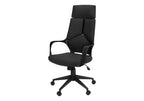Office Chair, Adjustable Height, Swivel, Ergonomic, Armrests, Computer Desk, Work, Black Fabric, Black Metal, Contemporary, M