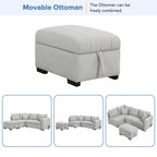 Modern L-shaped Sectional Pull Out Sofa Bed with USB Ports & Storage Ottoman, Gray Jacquard Fabric, 82.6' - Grand Goldman Shop