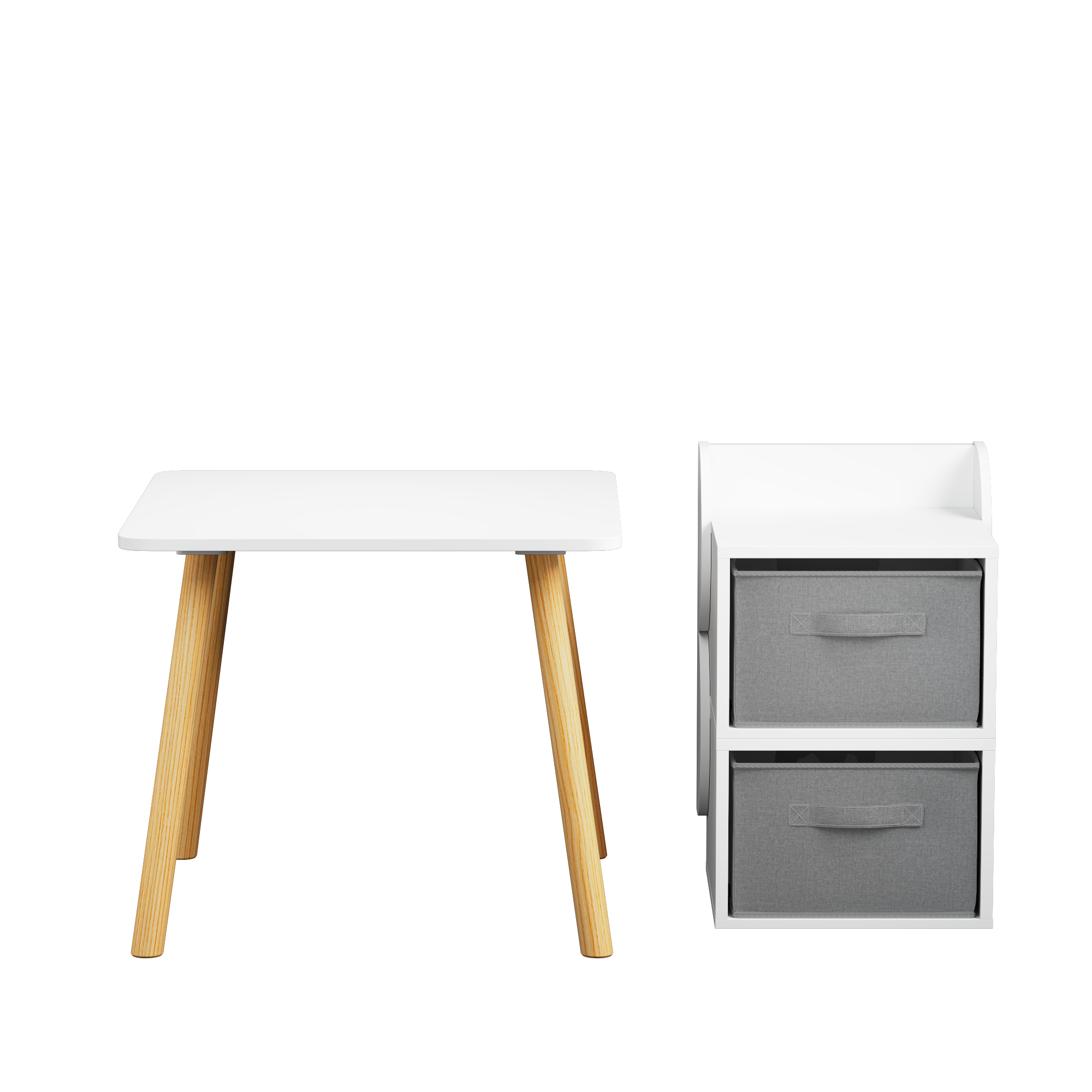 Kids Table and 2 Chair Set with Storage Bins, 3-Piece Toddler Activity Play Table for Arts & Crafts, Reading, Drawing, Wooden