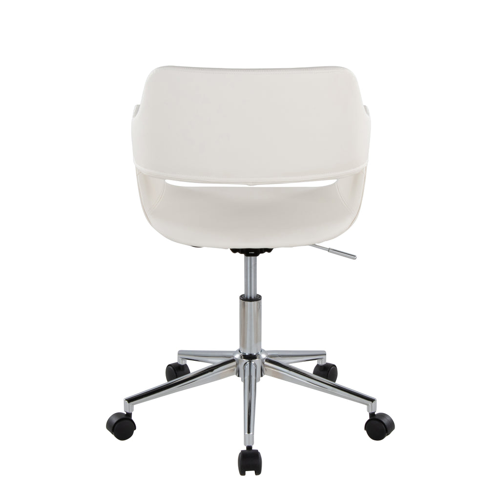 Contemporary Task Chair in Chrome Metal and White Faux Leather | Premium Home Decor - Grand Goldman