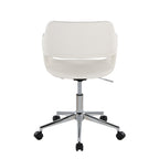 Contemporary Task Chair in Chrome Metal and White Faux Leather | Premium Home Decor - Grand Goldman