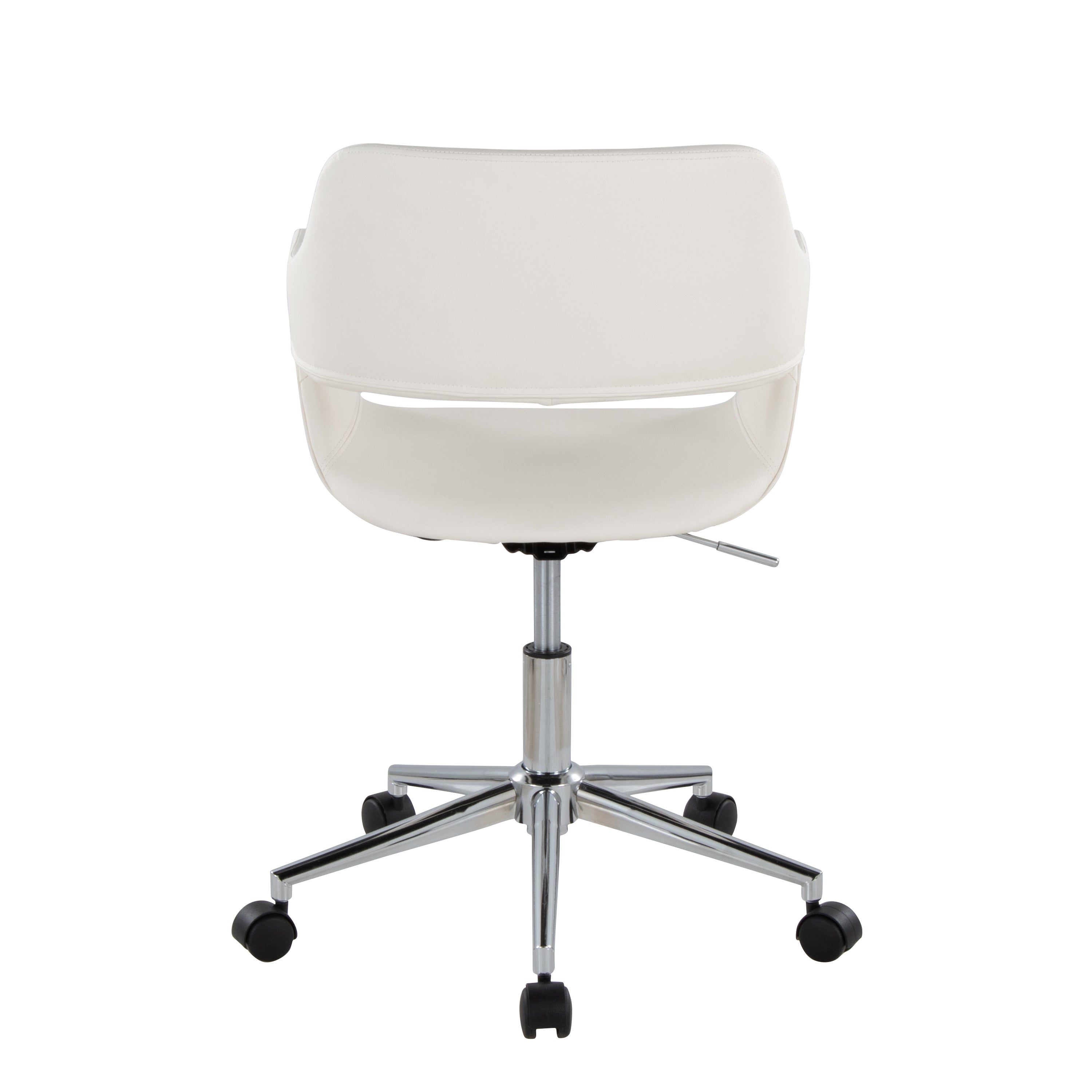 Contemporary Task Chair in Chrome Metal and White Faux Leather | Premium Home Decor - Grand Goldman