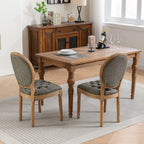 French Style Solid Wood Frame Antique Painting,Hand-pulled buckle decoration PU artificial leather Dining Chair with Nailhead Trim ,Wood Legs,Set of 2,White Pine Green,SW1839WP - Grand Goldman Shop