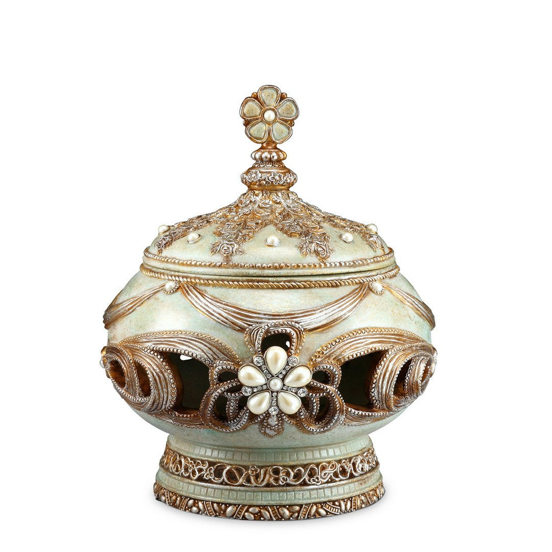 11.25' Tall Polyresin Decorative Jewelry Box, Vintage Rose Design - Grand Goldman Shop