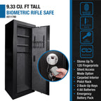 Tall Biometric Rifle Safe with 9.33 Cubic Ft Storage Capacity in Black Steel - Grand Goldman