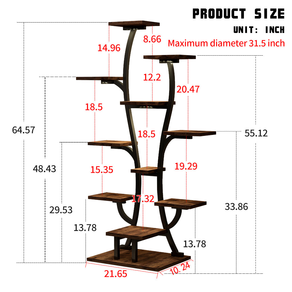 (Vase Shape) Plant Stand Indoor with Grow Lights, Indoor Plant Shelf, Metal Plant Flower Holder Stand, Vase Shape Plant Rack for Home, Patio, Plant Stand, Plant Stand Indoor - Grand Goldman Shop