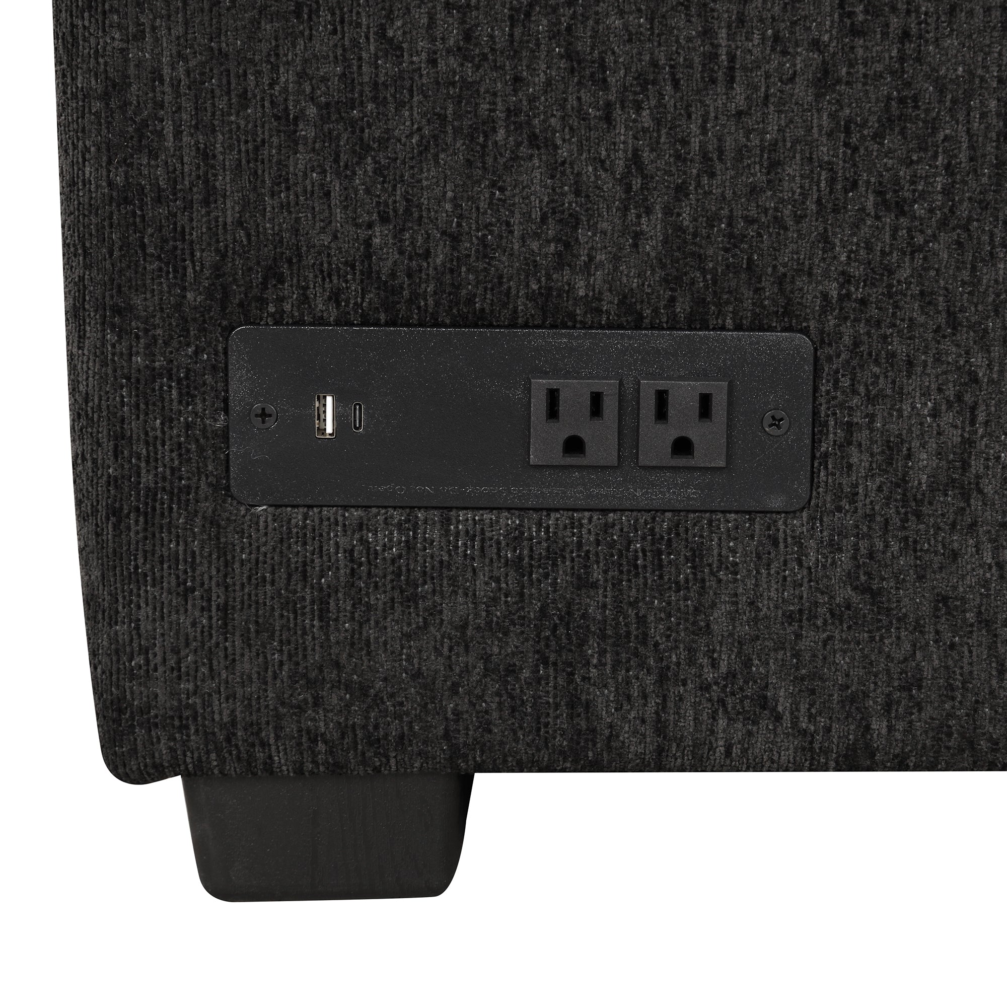 U-shaped Sectional Sofa Pull Out Bed with USB Ports, Power Sockets, Back Pillows & Storage Chaise, Black Chenille, 108.6' - Grand Goldman Shop