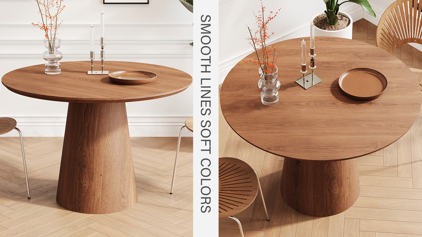 43 inch circular dining table, modern minimalist round table, MDF grain dining table, one handle and two packs - Grand Goldman Shop