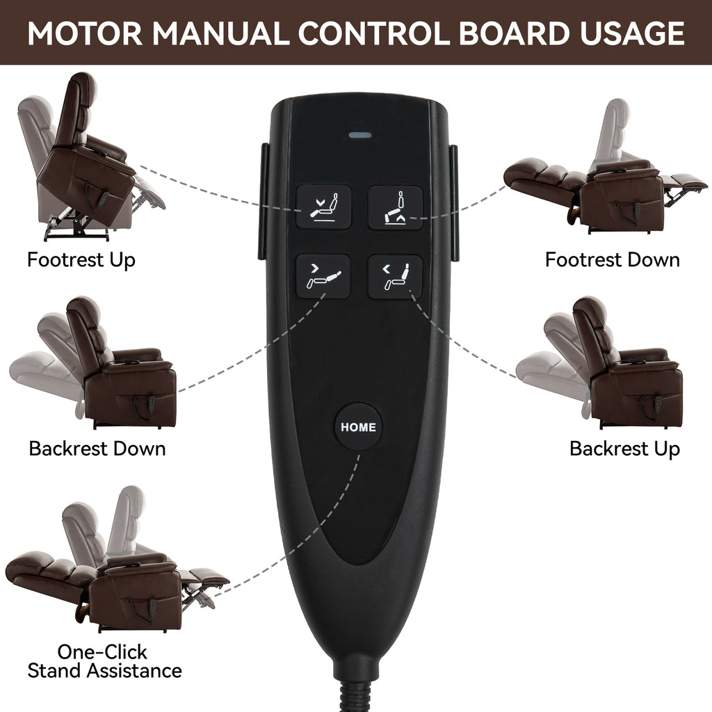 Brown Leatheraire Dual Motor Infinite Position Up to 350 LBS Power Lift Recliner Chair with Power-Remote, Heat Massage and Heavy Duty Motion Mechanism - Grand Goldman Shop