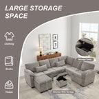 97 Inch L-Shaped Corner Sectional Sofa Couch with Storage Ottoman,Chenille Fabric Couch with 7 Seats & 2 Pillows for Living Room, Modern, Small Space, Easy Assembly,Grey - Grand Goldman Shop