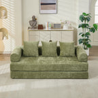 Comfy Convertible Folding Mattress Couch, Floor Sofa Bed, Chenille Floor Sofa with Armrest, Floor Sofa Lounge Couch for Living Room Bedroom Lounge Studio-Green - Grand Goldman Shop