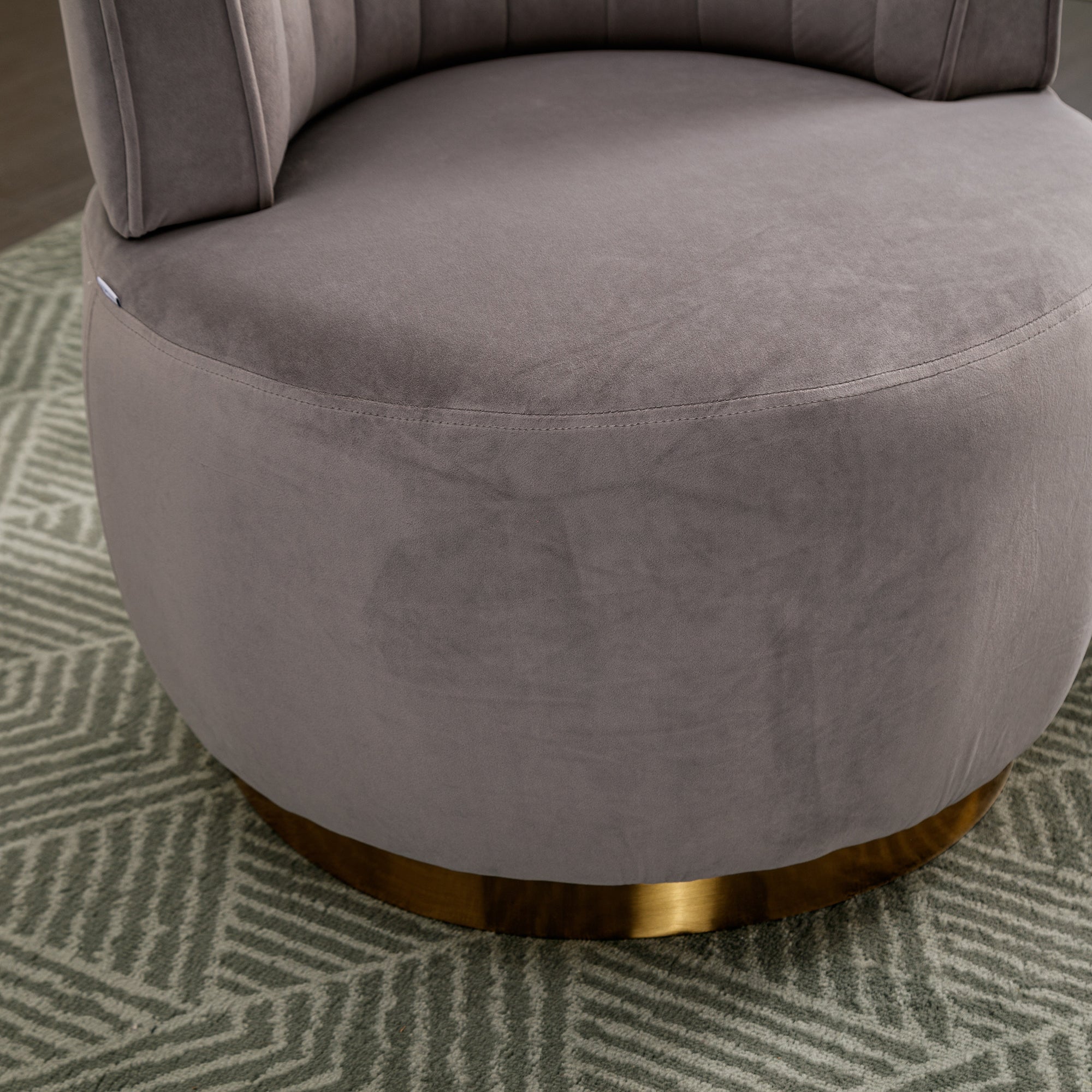 Swivel Barrel Chair, Round Armchairs with Fluffy Velvet, 360 Degree Swivel, Gray, 25.20'' x 25.59'' x 26.38'' - Grand Goldman Shop