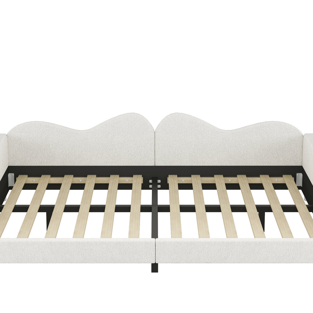 Full size Upholstered Daybed, Sherpa Fabric Sofabed with Cloud-Shaped Backrest, No Box-spring Needed, White(Old SKU: WF532069AAK) - Grand Goldman Shop
