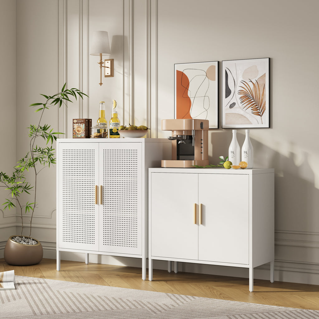 NO LOCK, Metal Storage Cabinet with 2 Doors and 2 Adjustable Shelves, Steel Storage Cabinet, Metal File Cabinet for Home Offi