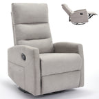 Manual Recliner Chair with Rocker and Swivel in Fabric for Living Room, Grey - Grand Goldman Shop