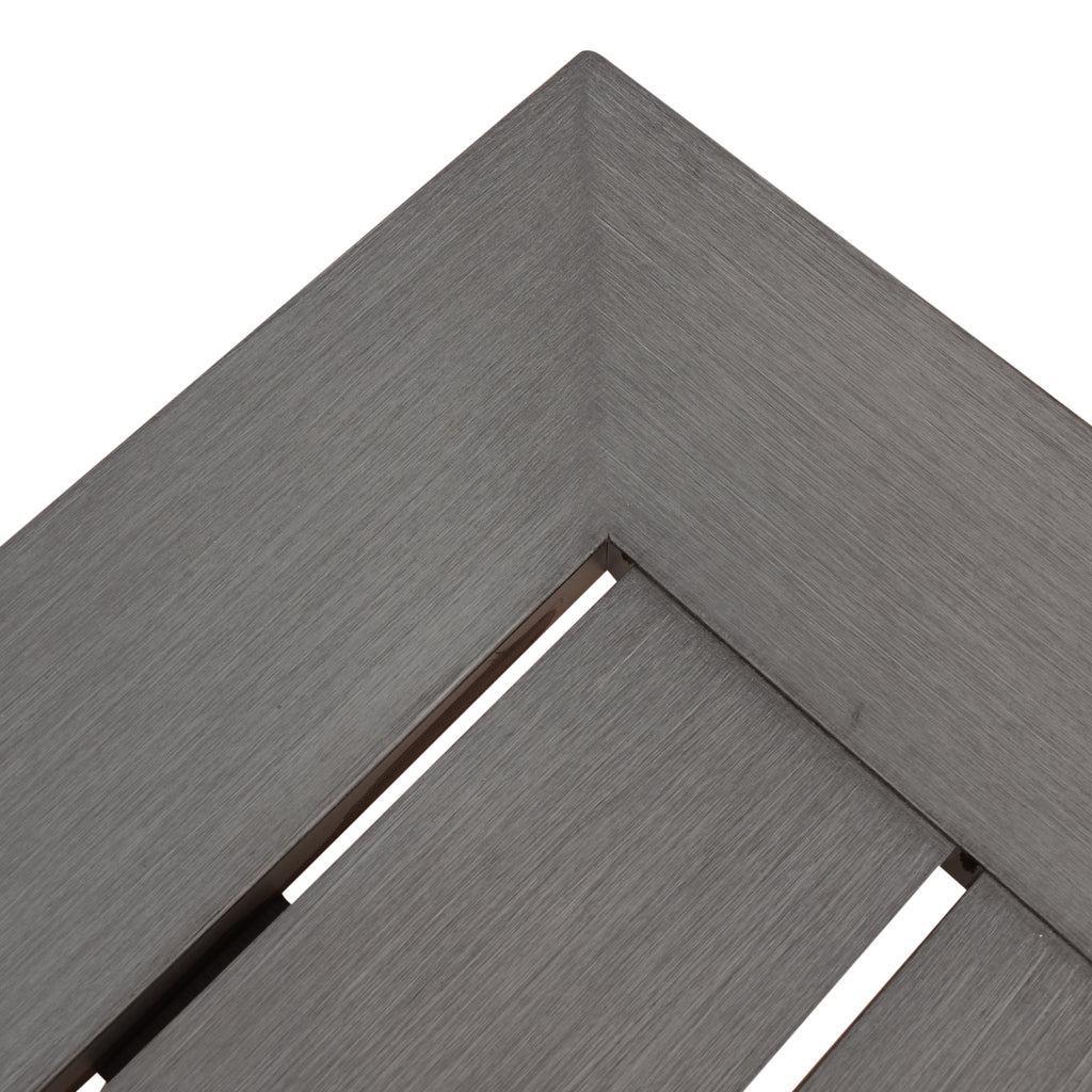 Modern Aluminum Outdoor Dining Bench with X-Base, Dark Gray Finish, 59'W Patio Seating - Grand Goldman Shop