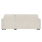 Convertible L-shaped Beige Sofa Couch with Storage, Cup Holders, USB Ports, Chenille Fabric - Grand Goldman Shop